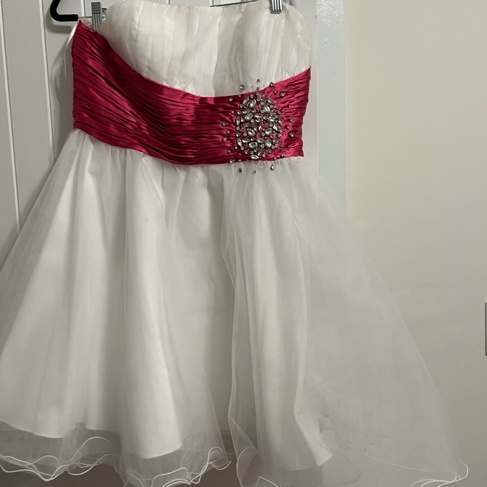 Elegant White and Pink Kids Dress